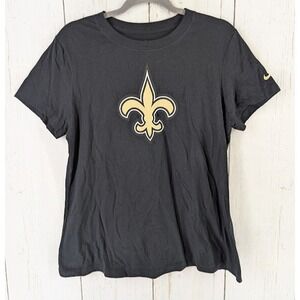 Nike Size Large Womens Black New Orleans Saints Logo Short Sleeve Cotton Tshirt‎